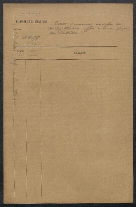 Dossier concernant un dessin d’Emile Wauters d’après Meissonier représentant Deux joueurs, offert...
