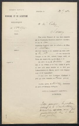 Dossier concernant un tableau ancien représentant Saint François d'Assise récitant sa fable aux o...