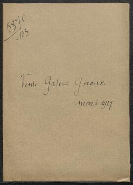 Lettre de la Galerie Giroux (Bruxelles) relative au catalogue de sa vente du 12 mars 1927 de tabl...