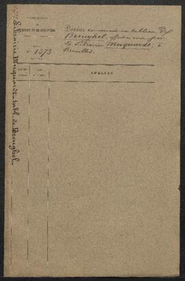 Dossier concernant un tableau de Breughel, offert en vente par un amateur étranger par l’entremis...