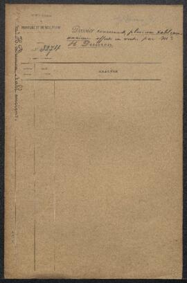 Dossier concernant trois tableaux anciens (sans mention d’auteurs) représentant une Descente de Croix, une Adoration des mages et un Christ en Croix, offerts en vente par Mr H. Dumon (Bruxelles). — Offres refusées.