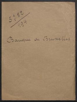 Dossier concernant un commodo incommodo relatif à l'installation d'une imprimerie et d'un stock de papier à la Banque de Bruxelles, 2 rue de la Régence.
