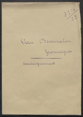 Dossier concernant une demande de renseignements de Mr J. F. van Bemmelen (Pays-Bas, Groningen) s...