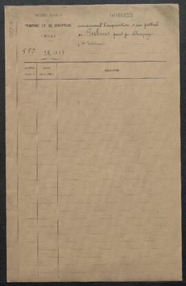 Dossier concernant l’acquisition en vente publique à Paris (Drouot, 5 mai 1856, vente d’une galer...