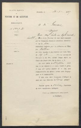 Dossier concernant un tableau non attribué, offert en vente par Mr Ernest Geeraerd (Soignies). — ...