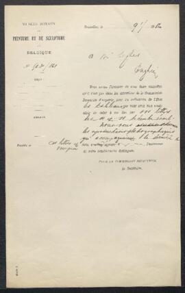 Dossier concernant des panneaux décorant un salon et offert en vente par Ernest Seghers Dedoncker...