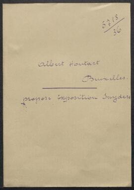 Dossier concernant la proposition d‘Albert Houtart (Bruxelles) d’envisager une exposition des ani...