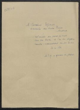 Dossier concernant un envoi de photographies par Mr J. Carreno, secrétaire du Musée du Prado (Esp...