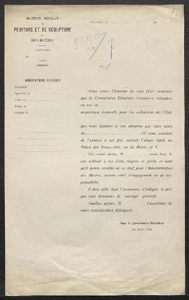 Dossier concernant un tableau de Paling [Joseph Paelinck ?] représentant Deux fillettes devant un...