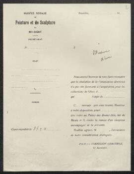 Dossier concernant une Vue de Sèvres avec personnages, tableau de [Constant] Troyon, offert en ve...