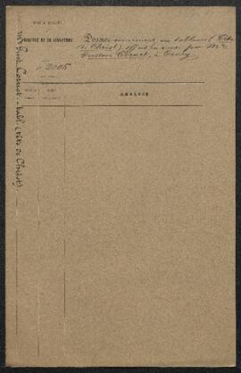 Dossier concernant un tableau représentant une Tête de Christ, offert en vente par Gustave Cornet...