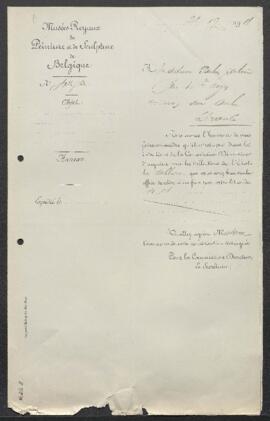 Dossier concernant un panneau de Franck Floris représentant le Festin de Balthazar, offert en ven...
