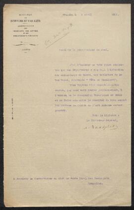 Dossier concernant une Tête de vieillard, buste sculpté par [prénom ?])Van Perck, proposé pour le...