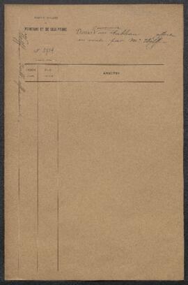 Dossier concernant un tableau (auteur et sujet non mentionnés), offert en vente par Mr Wolf (Brux...