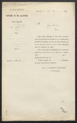 Dossier concernant un tableau de A[braham] van Diepenbeck représentant L'apparition de la Vierge ...