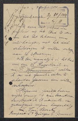 Lettre concernant deux tableaux, sujets non spécifiés, de P[hilips] Wouwerman et de S[alomon van]...