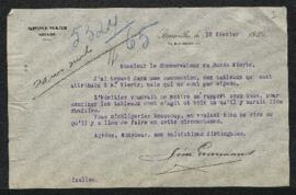 Lettre du notaire Léon Grosemans (Bruxelles) au conservateur du Musée Wiertz lui demandant d’exam...