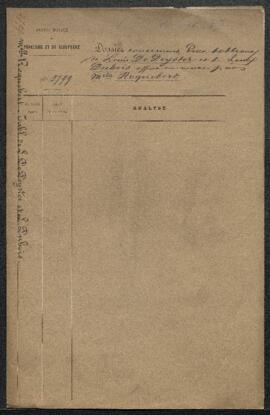 Dossier concernant deux tableaux, de Louis de Deyster et de Louis Dubois, offerts en vente par Ml...