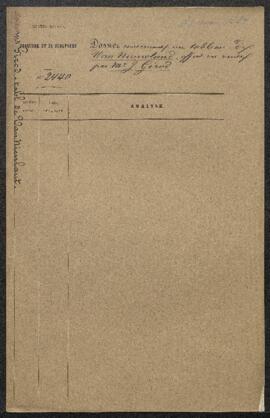 Dossier concernant un tableau attribué à Van Nieuwland offert en vente par Mr J. Girod (Bruxelles...