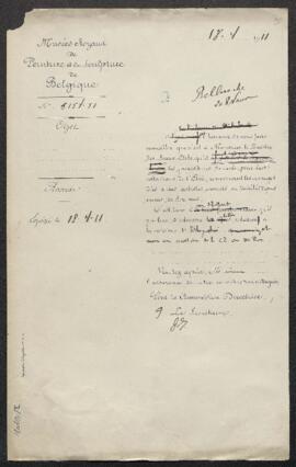 Dossier concernant la réclamation de Mr Bellnoche (Bruxelles) du paiement d’une série de ses lith...