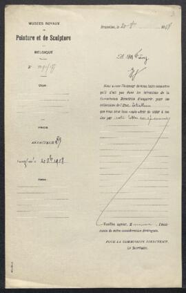 Dossier concernant Un homme et une femme comptant des pièces d’or et d’argent, tableau attribué à...