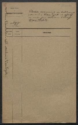 Dossier concernant un tableau attribué à Jan van Eyck représentant La tête de saint Jean-Baptiste...