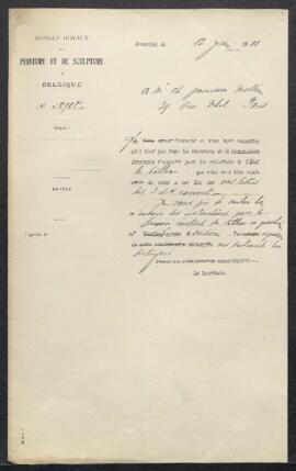 Dossier concernant La sainte famille, tableau attribué à Quentin Metsys, appartenant à Charles Ra...