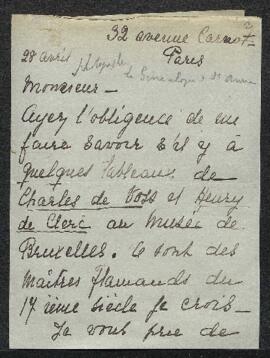 Dossier concernant la demande de renseignements de Mme M. Harvan (France, Paris) désirant savoir ...