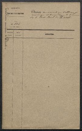 Dossier concernant l’état de délabrement dans lequel se trouve un tableau ancien, un Jugement der...
