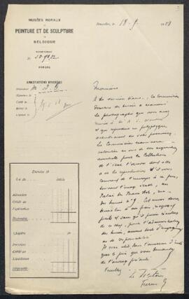 Dossier concernant un polyptyque, auteur non spécifié, offert en vente par Mr D. Rotschild (Bruxe...