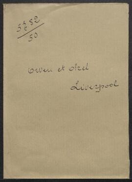 Dossier concernant une demande de renseignement de Mr R. R. Owen (Grande-Bretagne, Liverpool), re...