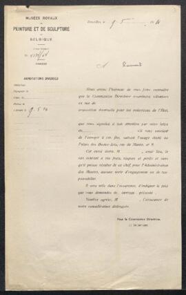 Dossier concernant un tableau, sujet non spécifié, de [Camille] J[ean] B[aptiste] Corot, offert e...