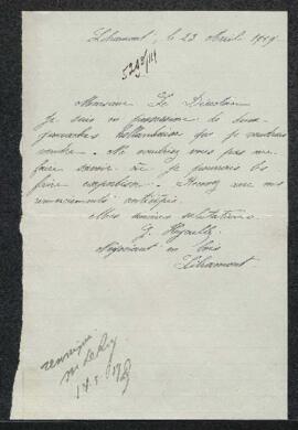 Lettre de G. Hyeulle (Libramont) par laquelle il demande au Musée l’adresse d’un expert en œuvre ...