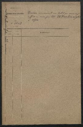 Dossier concernant un tableau ancien offert en vente par Mr W. Wheelwright (Spa). — Offre refusée.