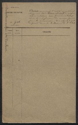 Dossier concernant la désignation d’Adolphe Van Soust de Borkenfelt comme inspecteur des beaux-Arts et la vérification par lui des mesures prises pour la conservation des objets d’art déposés dans les collections de l’Etat.