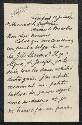 Dossier concernant une demande de renseignements émanant de Mr W. A. Duncan (Angleterre, Liverpoo...