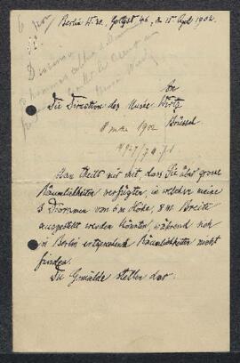 Lettre concernant trois dioramas représentant les Hommes célèbres d’Allemagne, offerts en vente p...