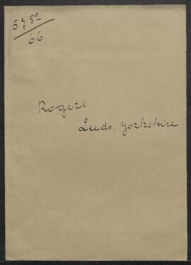 Dossier concernant une demande de renseignements de Mr Rogers (Grande-Bretagne, Leeds), relative ...