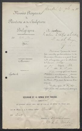 Dossier concernant un tableau de [Narcisse Virgilio] Diaz [dit Diaz de la Pena] représentant des ...
