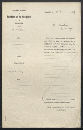 Dossier concernant un grand tableau de Pierre Breughel représentant une Kermesse flamande, offert...