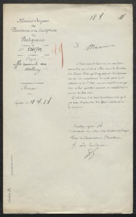 Dossier concernant un tableau de Xavier Mellery, Fillette à l’orange, que le Musée avait jadis vo...