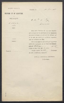 Dossier concernant une demande d’évaluation d’un tableau non attribué, émanant de Mme Amélie Pepi...