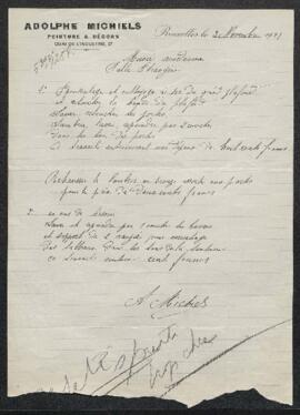 Dossier concernant un devis pour travaux de peinture au Musée émanant de Adolphe Michiels (Bruxel...