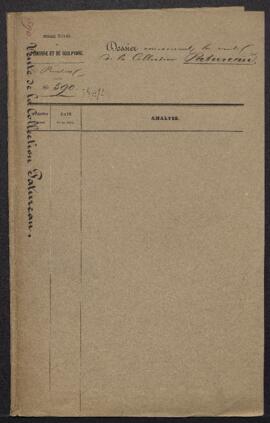 Dossier concernant la vente de la collection Théodore Patureau (Paris, 20-21 avril 1857) et l’acq...