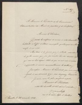 Dossier concernant la demande d’emploi adressée au Musée par Pierre Van Meerbeeck (Ixelles).