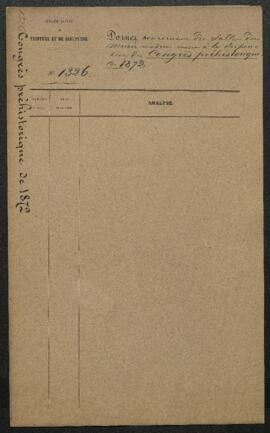 Dossier concernant des salles du Musée moderne mises à la disposition des membres du Congrès Préh...