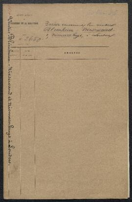 Dossier concernant la vente à Londres des collections Malborough (dite collection Blenheim), [bar...